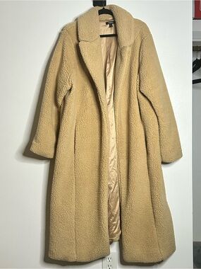 NWOT Torrid Camel Tan Longline Sherpa Teddy Duster Trench Coat Plus Size 3X 3